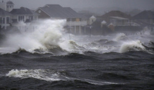 of Hurricane Irene in Bayshore, N.Y., on Long Island, Sunday, Aug. 28, 2011. (AP Photo/Charles Krupa)